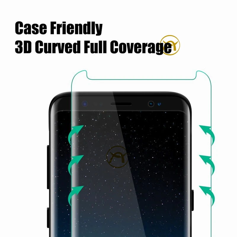 

3D Curved Tempered GlassFor Samsung Galaxy S8 S9 Plus Note 8 Screen Protector Film For Galaxy S9 Plus Note9 Glass Case Friendly