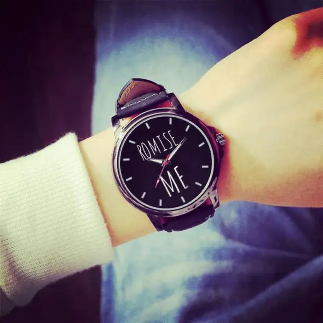 couple watches pair men and women promiss me letter stainless steel leather band couple watches pair men and women promiss me letter stainless steel leather band