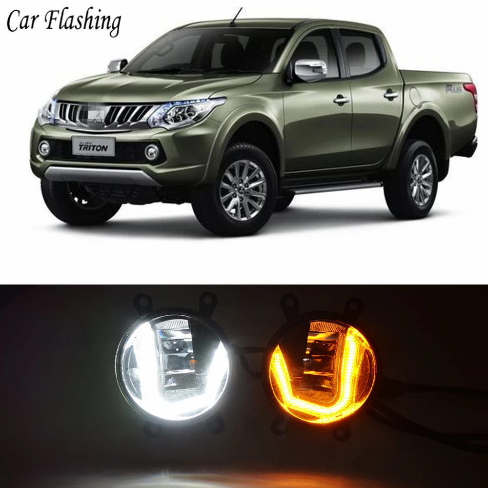 3-в-1 функции LED для Mitsubishi Triton L200 2013 -2017 DRL Дневной светильник автомобиля проектор