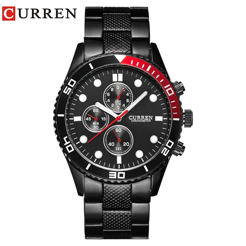 CURREN 8028 элегантные кварцевые Стальные часы мужские наручные с точечными