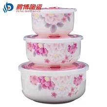 3 teile/los Moderne Tragbare Bone China Keramik Frische Schalen Nahrungsmittelbehälter Mikrowelle Dichtung Abendessen Lunch Schüsseln Kostenloser Versand