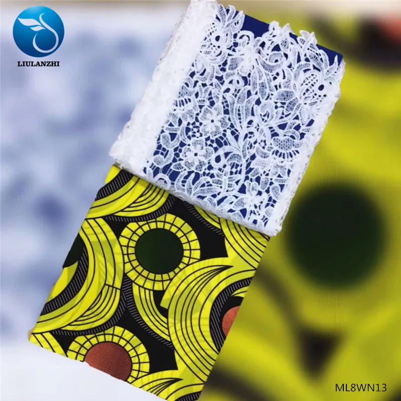 

LIULANZHI African Wax Fabric 3 yards + French African Lace 2.5 yards 2019 new design ML8WN13
