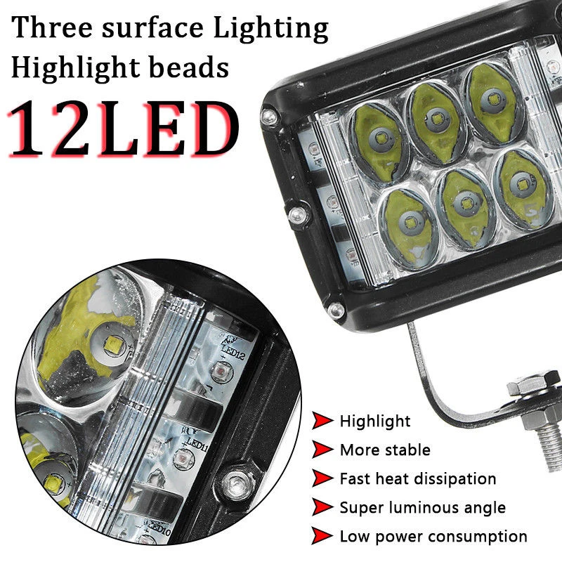 4 Inch 36W LED Side Shooter Work Light Combo Beam White+Amber Offroad Newest