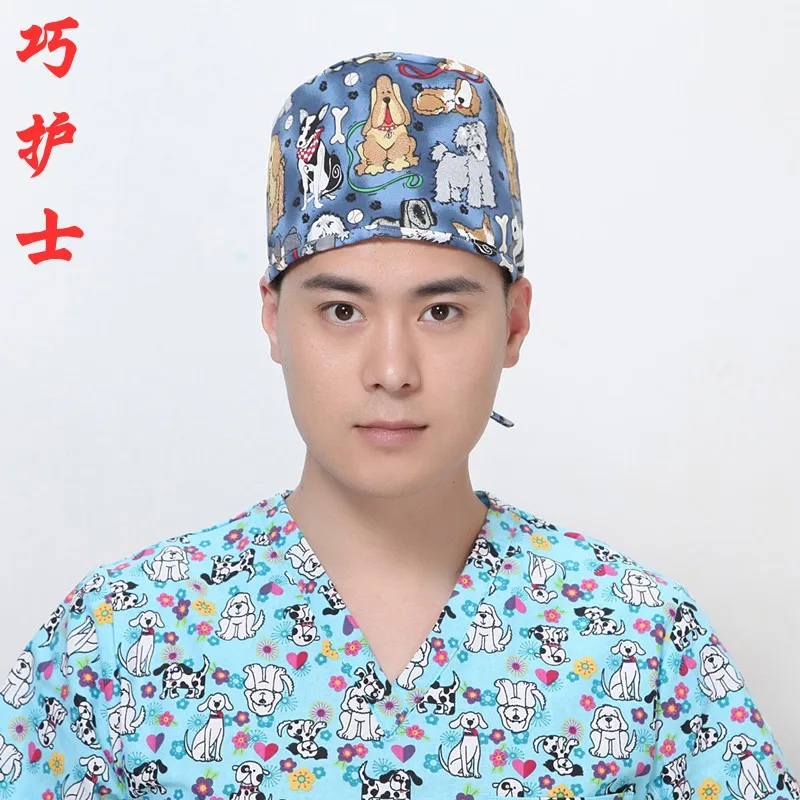 

Full cotton print male doctor surgical cap operating room nurses working cap outdoor headscarf dental clinic flower cap