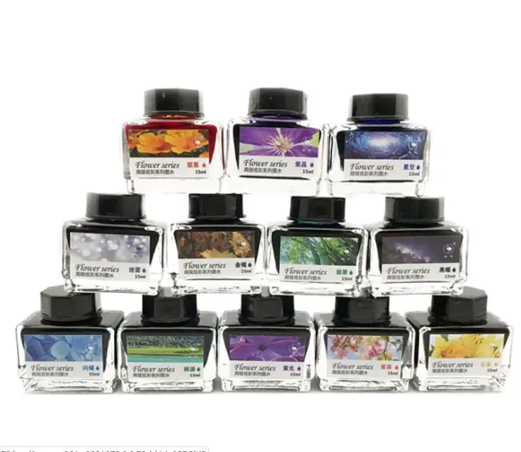 

15ml/bottle, 12colors Ostrich Gold Powder Color Ink , Dip Pen Ink, Fountain Pen Ink
