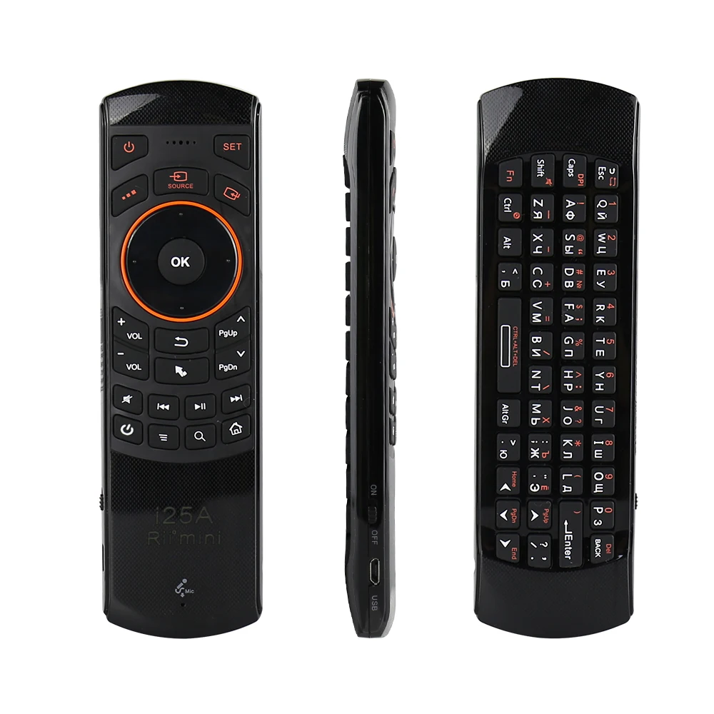 

Rii i25A Russian Layout 2.4Ghz Wireless Air Fly Mouse Keyboard with IR Remote Learning and Earphone Jack