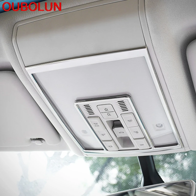 

OUBOLUN 1Pcs For VW Atlas Teramont 2017 2018 Stainless Steel Interior Head Front Read Reading Roof Light Lamp Frame Switch Trim