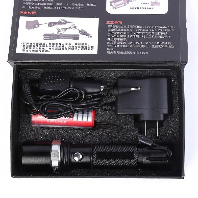 Vioslite LED Flashlight Set 1x18650 High Power camping Flashlight Car