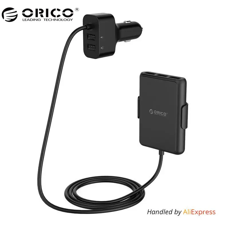 melhor QC3.0 ORICO 5 Portas USB Carregador de Carro Universal Adaptador USB Rápido 52 W para Carro MPV Telemóveis Tablet PC 12 V 24 V Disponível Preto