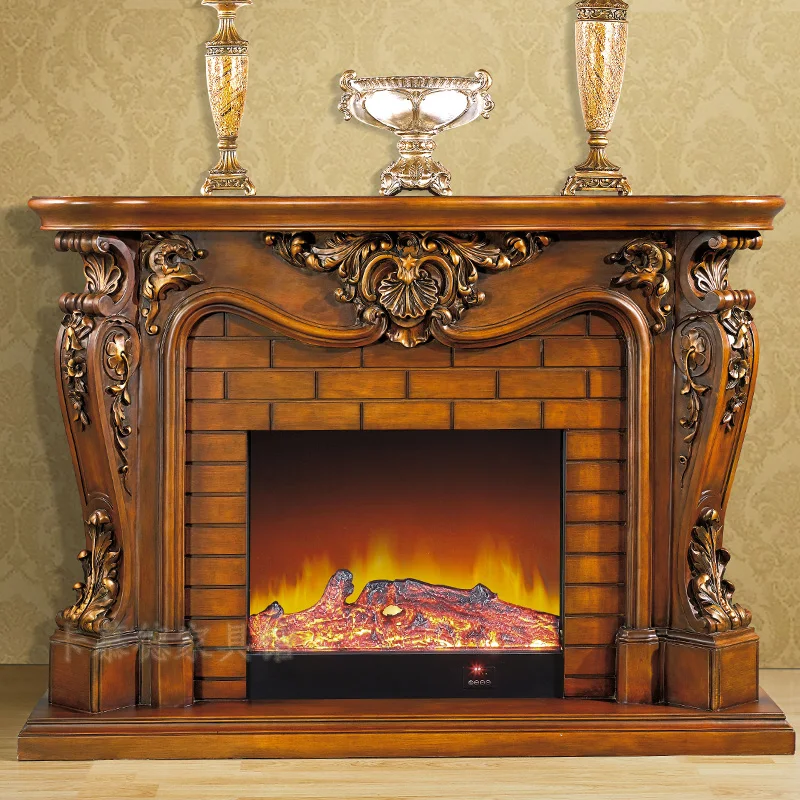 

deluxe fireplace set W165cm European style wooden mantel plus electric fireplace firebox burner artificial LED optical flame
