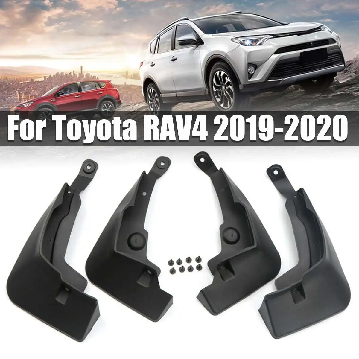 

4PCS/Set Car Front&Rear Mudflaps Splash Guards MudGuards Mud Flap Plastic Black Auto Accessories For Toyota for RAV4 2019-2020