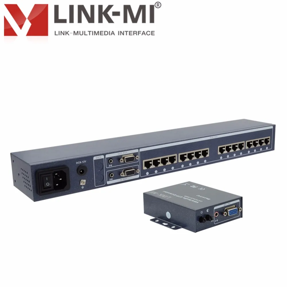 LINK MI 116T 16 портов VGA видео аудио сплиттер 1x16 передатчик 300 м приемник RJ45 порт s Cat5