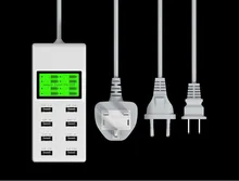 8 Port USB DC 5V With LED Display Screen US/UK/EU Plug Smart Power Socket Plug Home Wall Charger For Cellphone Tablet MP3
