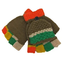 Модные детские зимние теплые перчатки для детей, яркого цвета в стиле пэчворк с чехлом, теплые перчатки для мальчиков и девочек, варежки