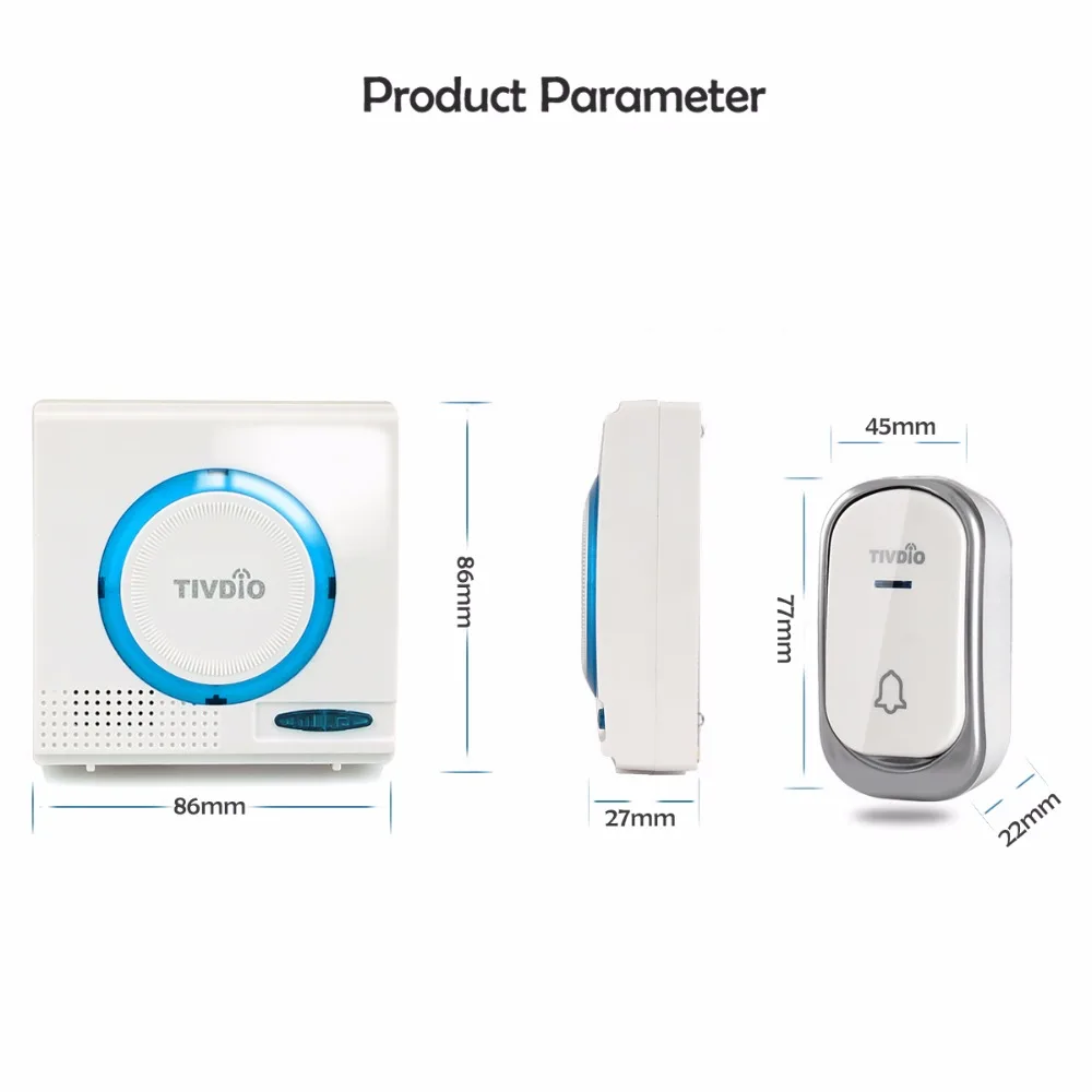 2 цвета беспроводной дверной звонок батарейный колокольчик комплект дистанционный кнопочный дверной звонок с приемником светодиодный индикатор F9508