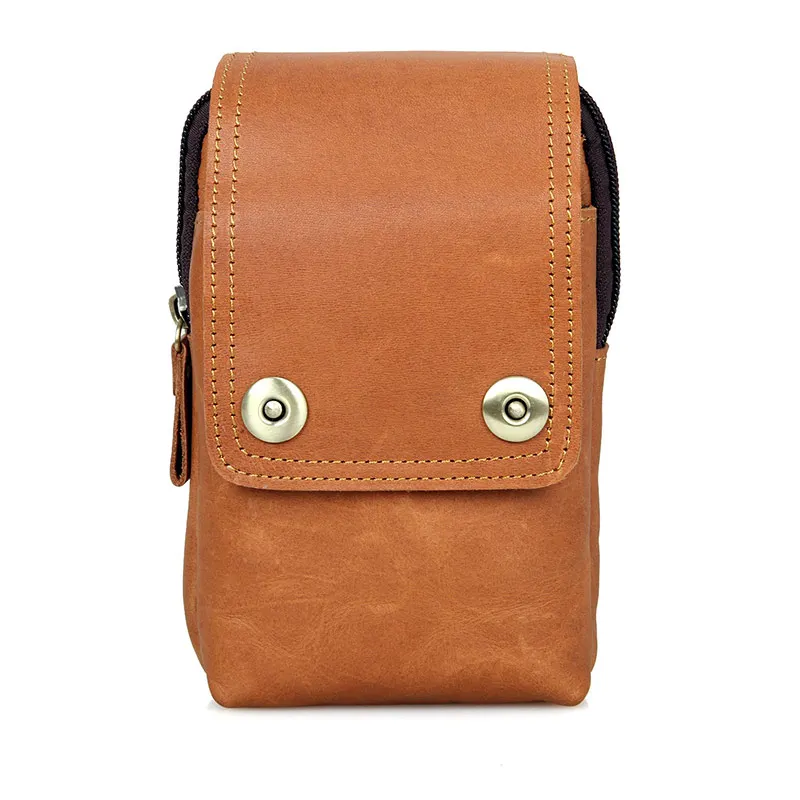 

Genuine Cow Leather Fashion Brown Portable Bag Men's Phone Case Bag High Quality Waist Bag 5003B