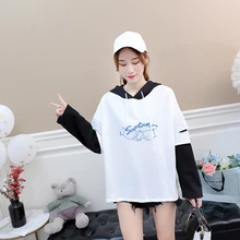 Seventeen; Кей-Поп Футболка Для женщин Корейский Повседневное смешно жест футболка с буквенным принтом с длинным рукавом поддельные Двойка Harajuku Hipster Топы