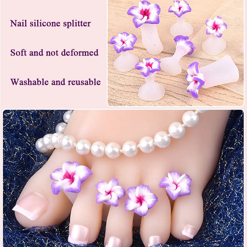 

8pcs/Set Silicone Toe Separator Manicure Tool Toe Divider Foot Silicone Finger Protector Nail Tips Salon Polish Pedicure