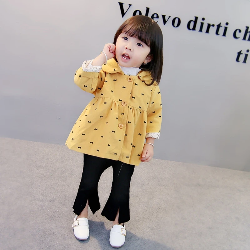 Baby girl Trench Coat In spring and autumn Small bowknot Pure color Outerwear for most fashionable Kids Children (11)