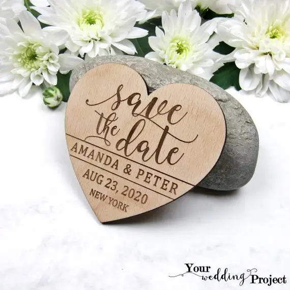 Save the date magnets, save the dates, wedding save the dates, wooden save  the dates, heart