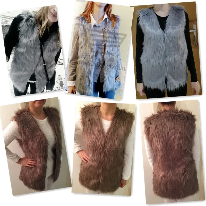 Naiveroo размера плюс 3XL Зимний Тонкий жилет без рукавов куртки пальто мода искусственный мех для женщин Дамская верхняя одежда жилет черный серый