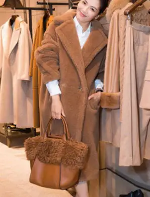 Плюшевые пальто из искусственного меха, женское однотонное длинное Свободное пальто из овечьей шерсти, Женское зимнее пальто размера плюс, уличная верхняя одежда W1497 - Цвет: camel