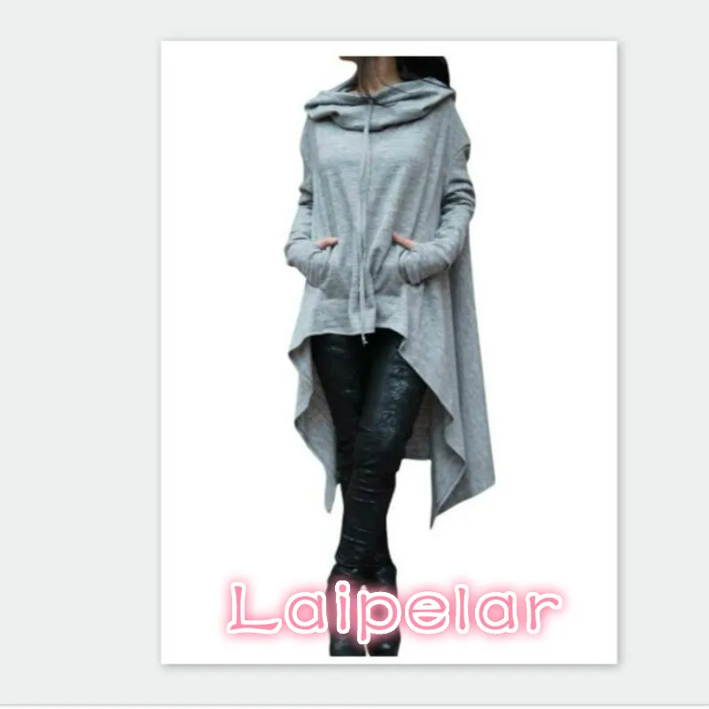 

2020 new autumn winter pockets hoodies scarf collar long sleeve fashion solid color asymmetrical women sweatershirts S-4XL size