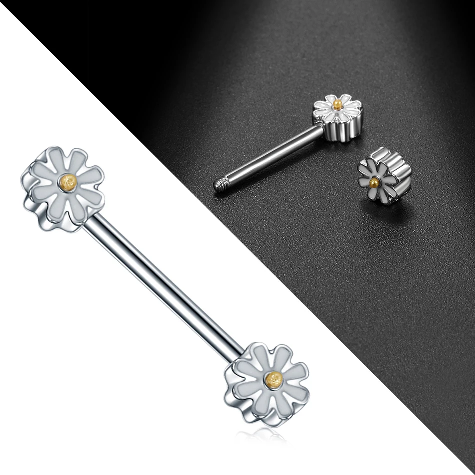 

1PC Sexy Daisy Nipple Piercing Steel Shields Bars Piercing Industrielle Barbell Nipple Helix Piercing for Women Body Piercing