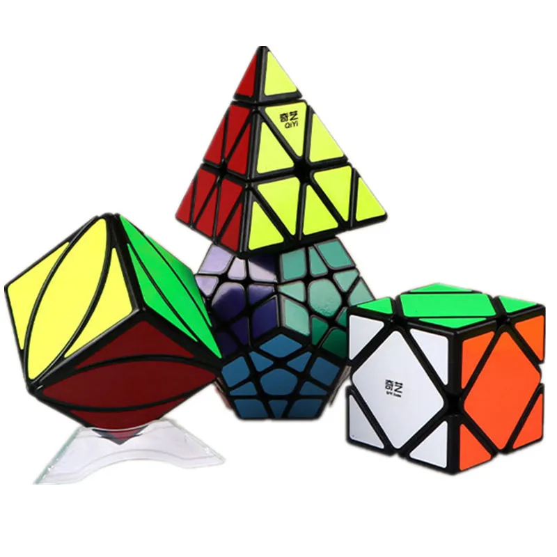 QIYI 4 шт./компл. в одной коробке профессиональный Скорость магический куб странной формы черный Стикеры меньше головоломка твист для детей игрушки подарок