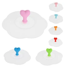 Силиконовая круглая крышка для чашки с разноцветным украшением в виде сердца, крышка для чашки для маленькой чаши, кофейная чайная чашка с крышкой, кухонная посуда для питья