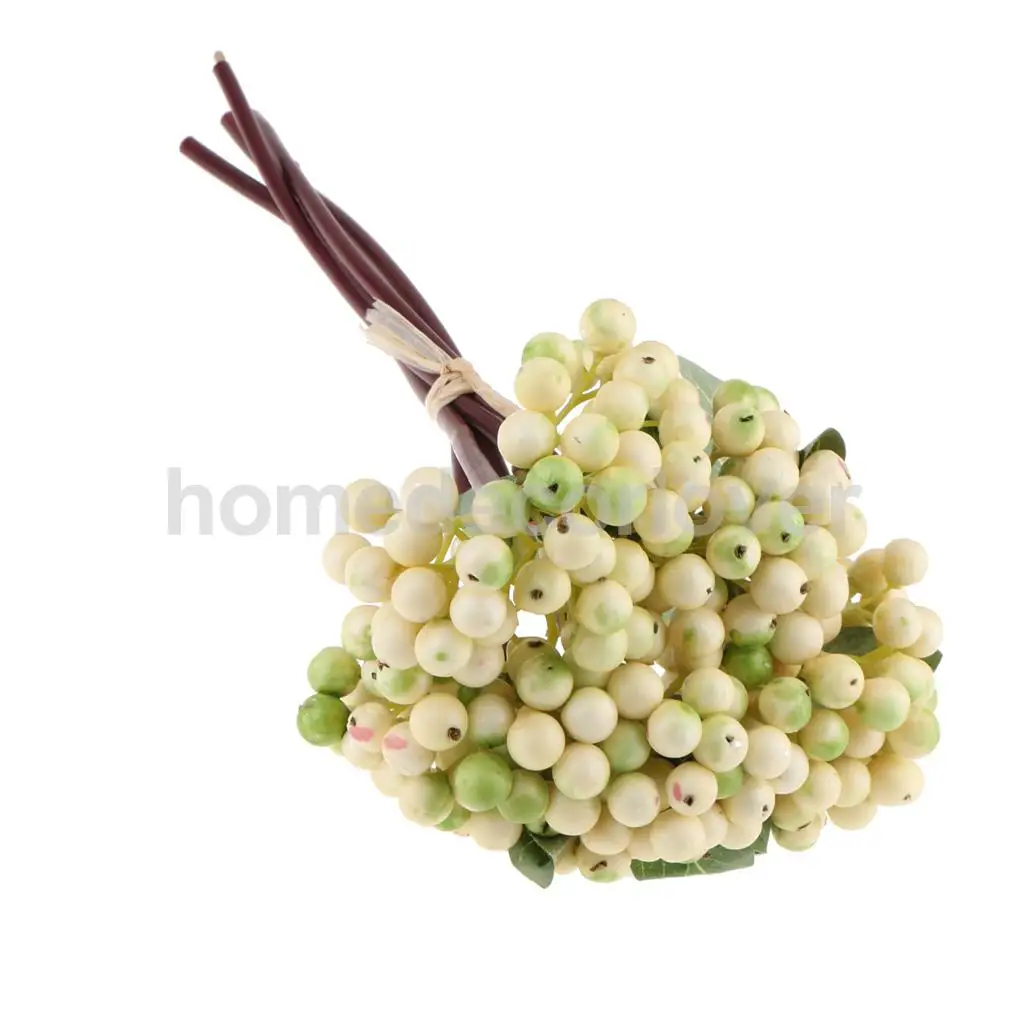 2pcs Long Stem Artificial Blueberries Fruits Bush Branch Fake Berries Flowers with Green Leaf Photo Props Holidays Decor
