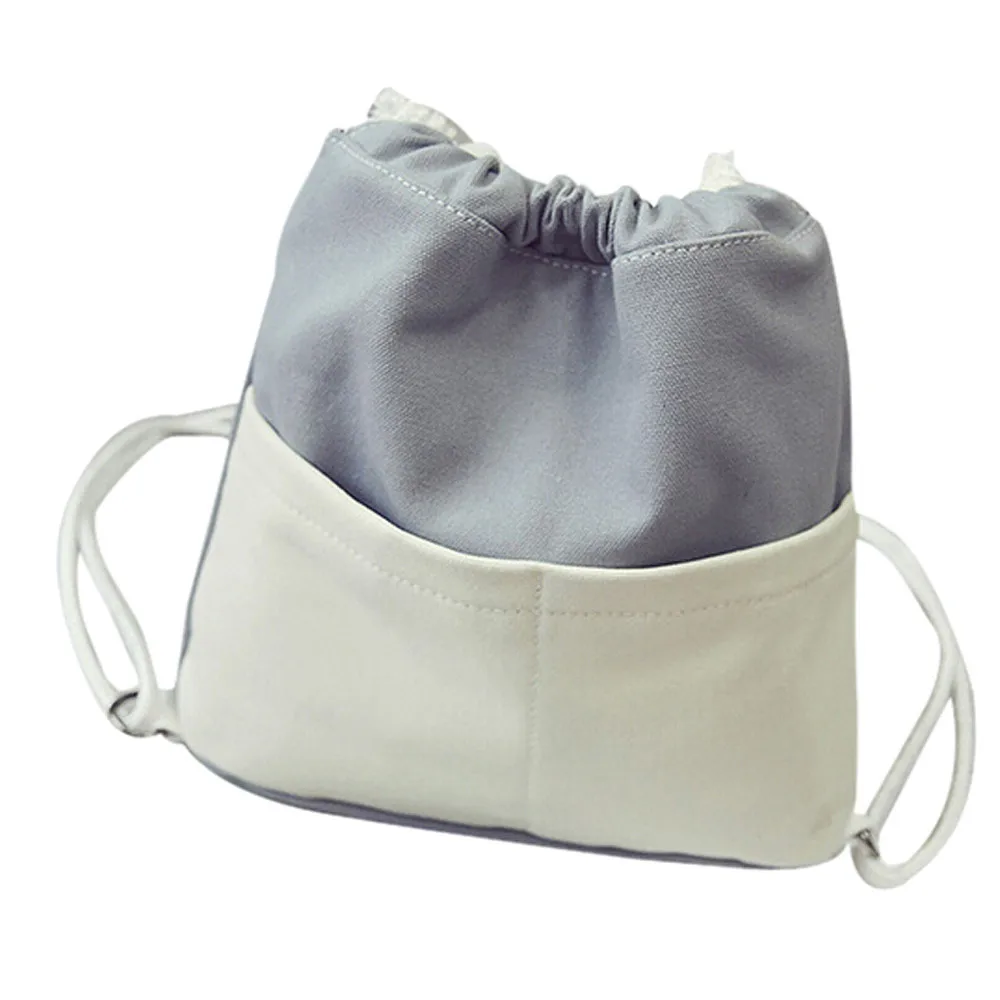 

New207 Hot Sale Fashion Canvas Women Drawstring Backpack Shopping Bag Travel Bag Simple Style Designer Backpack