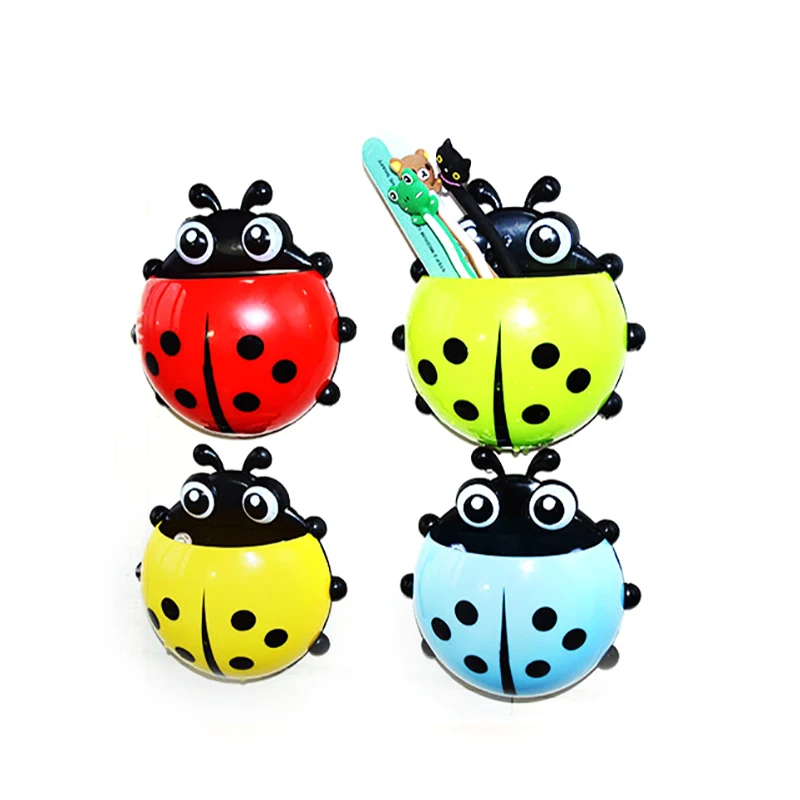 

1Pcs Ladybug toothbrush holder Toiletries Toothpaste Holder Bathroom Sets Suction Hooks Tooth Brush container ladybird