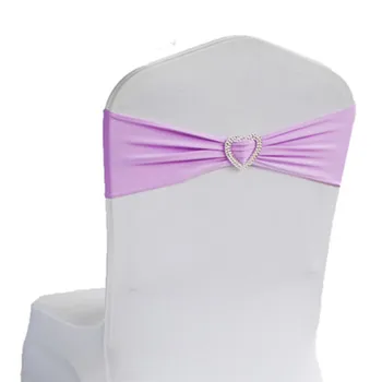 

50Pcs Chair Bands Spandex Spandex Elastic Lycra Band Bow With Heart Buckle For Weddings Event Party Banquet Hotel Decoration New