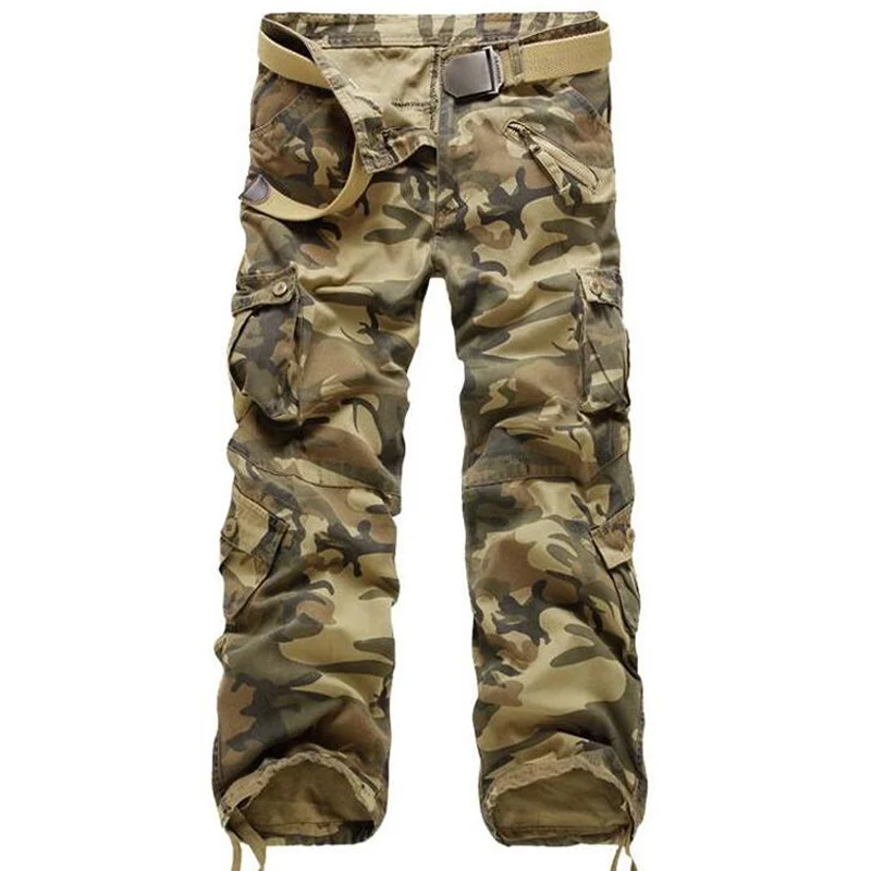 Мужские военные брюки Уличная Повседневная мульти-комбинезоны с карманами свободные стильные брюки мужские модные брюки карго камуфляжные мужские брюки одежда - Цвет: Многоцветный