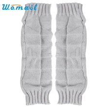 Womail толстые перчатки женские теплые длинные без пальцев зимние вязаные варежки сплошной цвет