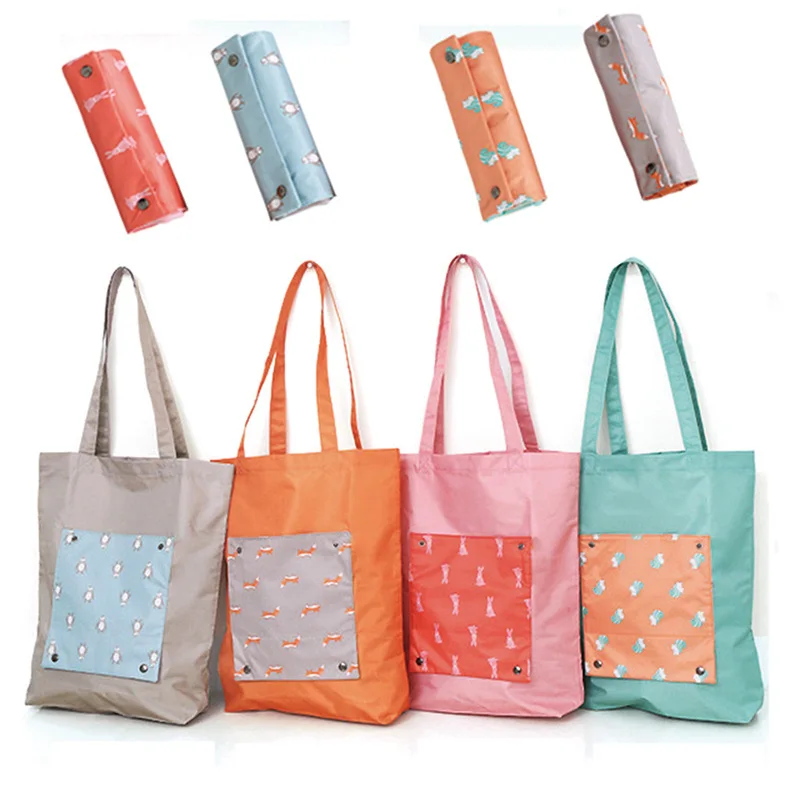 

QIUYIN Ladies Shopping Fashion Cartoon Animal Folding Shopping Bag Travel Storage Bag Shoulder Bag Handbag