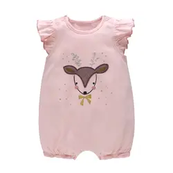 Vlinder детская одежда для маленьких девочек детский летний комбинезон Рубашка с короткими рукавами боди милый Ослик хлопок уютно однотонные