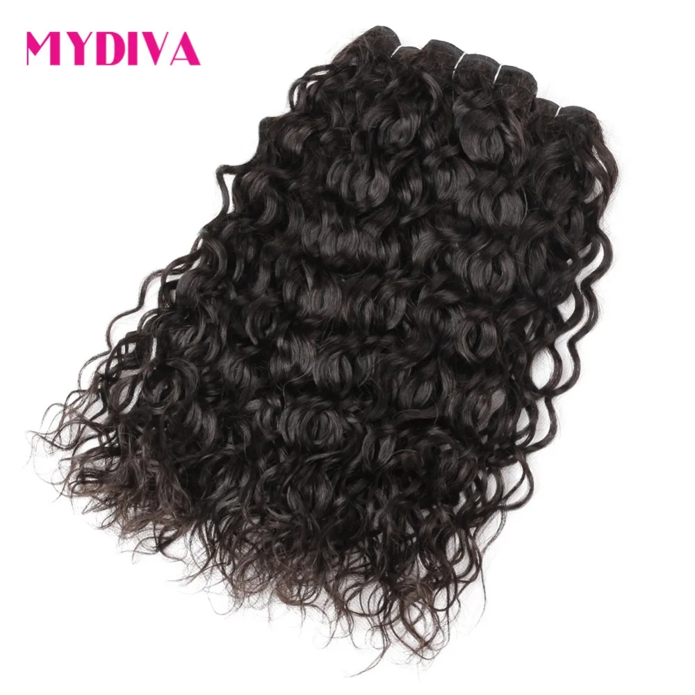 Brazilian Water Wave Bundles With Frontal Human Hair Bundles With Closure Non-Remy Lace Frontal Closure With Bundles Mydiva
