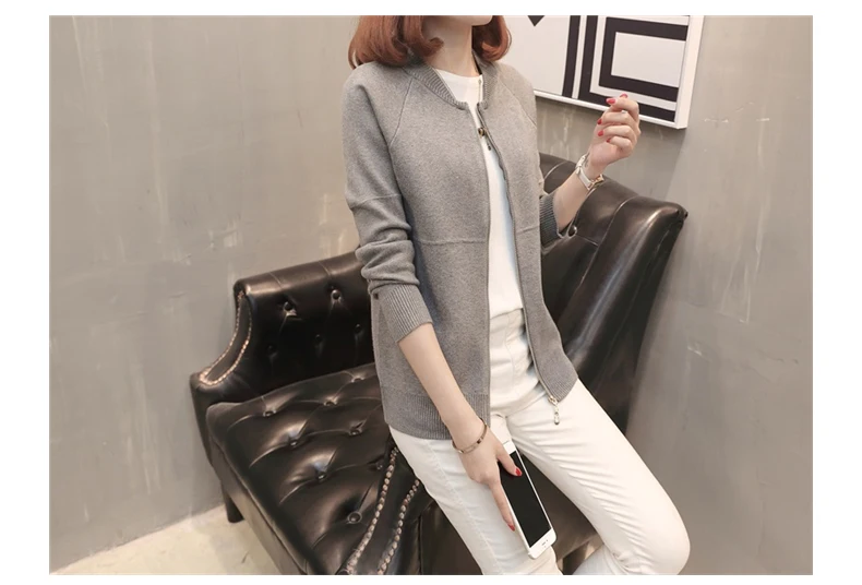 Knitted cardigan new autumn winter women's Plus size Sweater Solid color Korean casual Slim Long sleeve sweater jacket