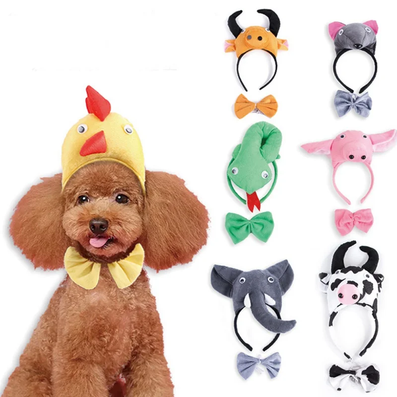 Pet Dog Accessories Halloween Funny Headdress Adjustable Animal Design Headwear Costumes For Dog