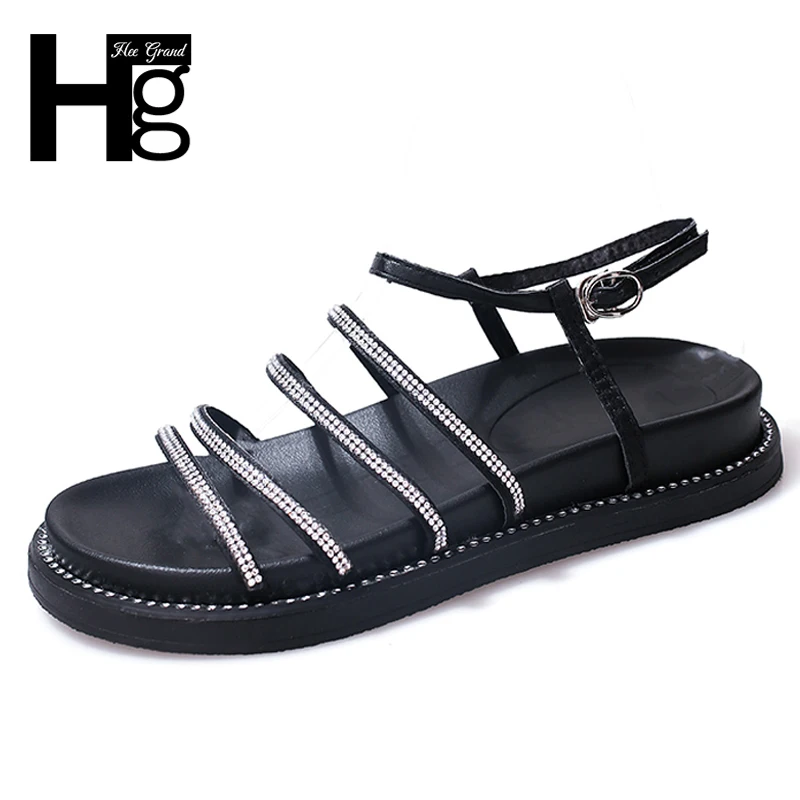 

HEE GRAND Crystal Women Sandals Fashion Open Toe Charm Concise Bohemia Beach Creepers Slip On Fashion Sandal Woman Shoes XWZ4848