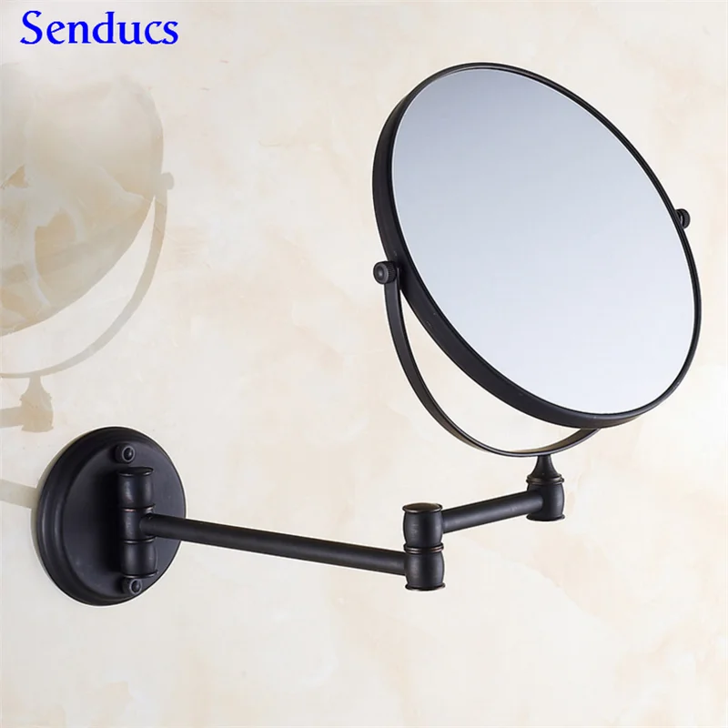 Senducs روز الذهب الحمام مرآة مع أعلى جودة الصلبة النحاس أضعاف حمام التجميل مرآة 8 بوصة 3x الحمام مرايا