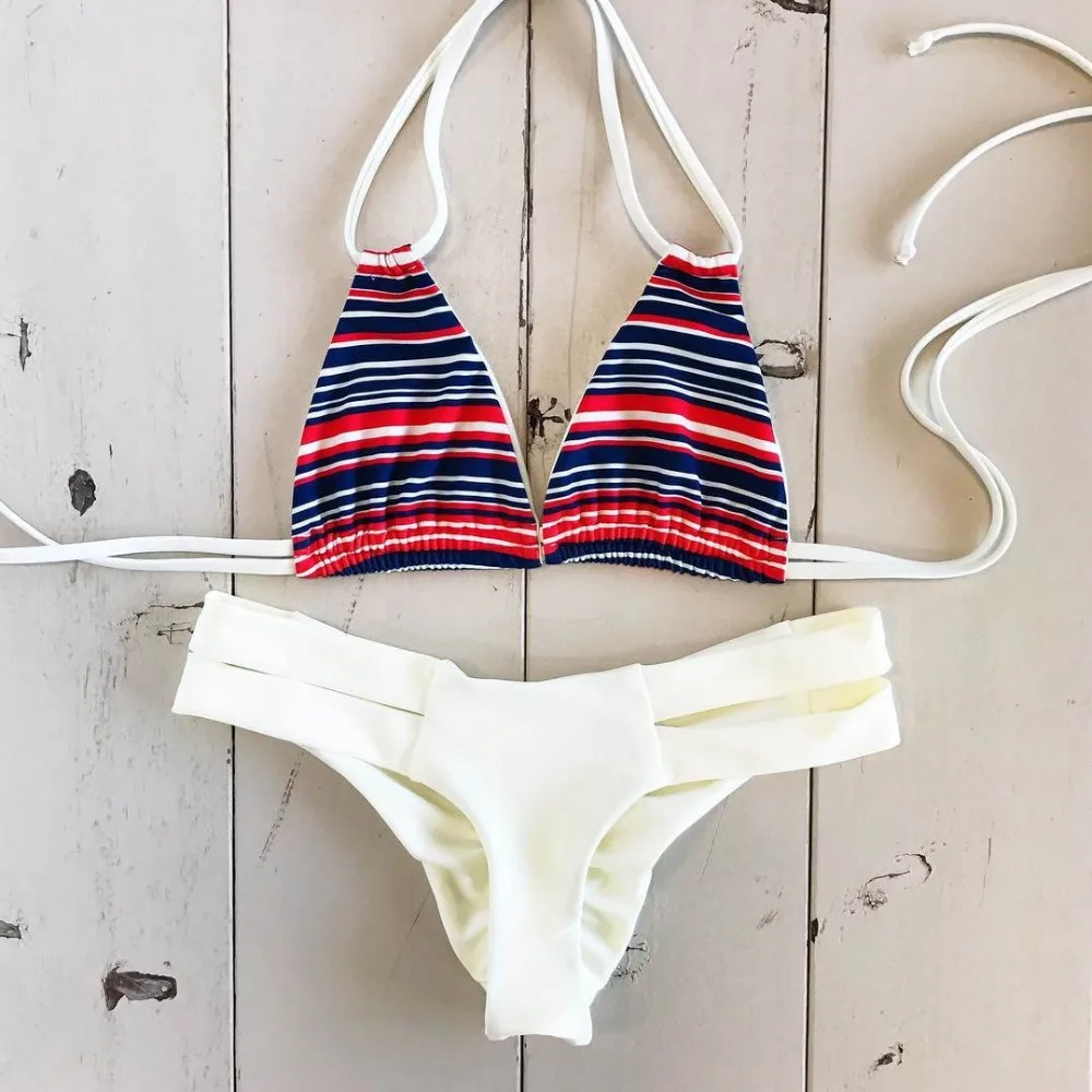 Beach Print Brazilian Bikini Set