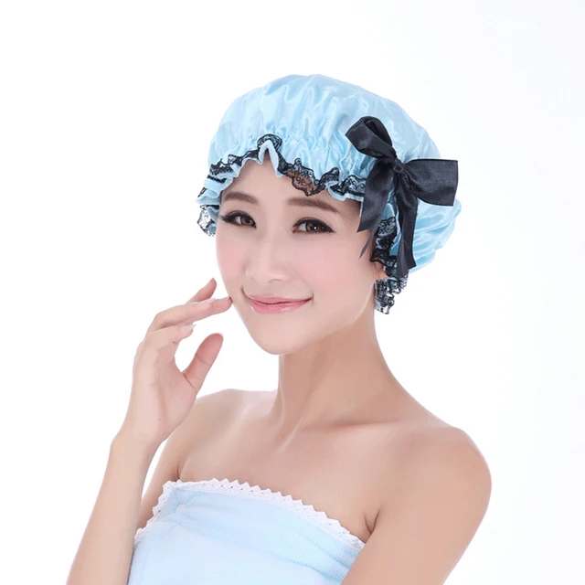 High Quality Lady Shower Caps Women Waterproof Elastic Band Sexy Lace
