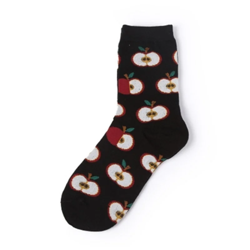 Зимние Модные мягкие хлопковые цветные длинные носки с принтом еды с аксессуарами с принтом
