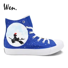 Wen унисекс спортивная обувь Ручная роспись обувь Кики Услуги Аниме Дизайн обувь с подошвой из вулканизированной резины для девочек и мальчиков Косплэй; обувь на Плоском Каблуке