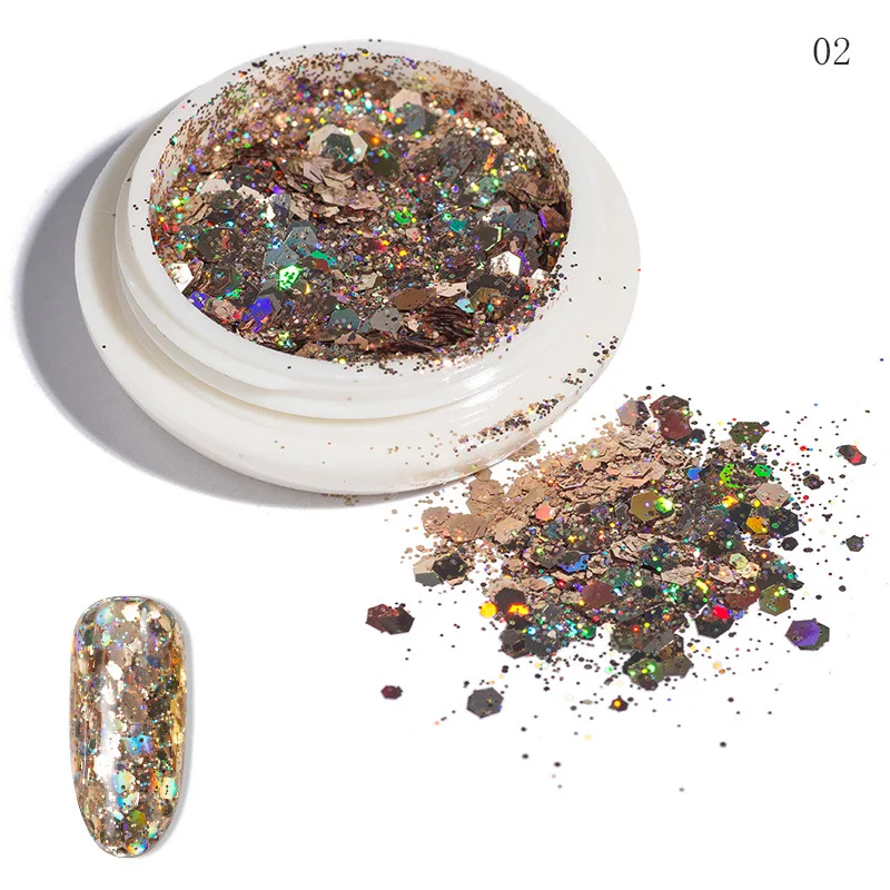 Decoração para Unha Garrafas Paillette Mista Unha Art Glitter Lantejoulas Ultra-fino Flake Pigmento Dicas Manicure Polonês 12 5 Cheap Adesivos e decalques