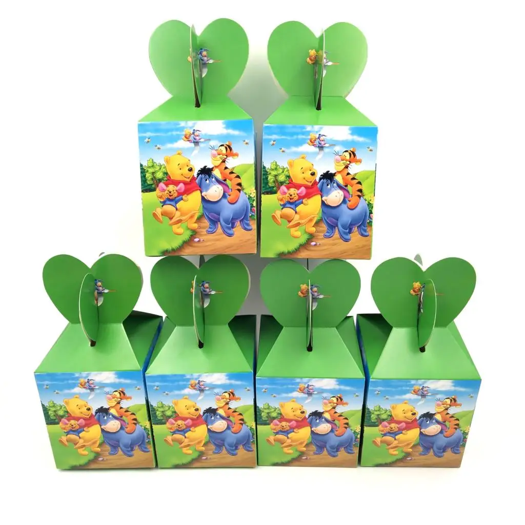 

6Pcs/lot Disney Cartoon Winnie the Pooh Theme Party Birthday Gift Baby Shower Candy Box Paper Gift Box Wedding Party Supplies