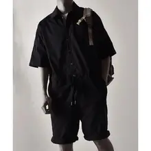 Керамические чашки повседневная одежда костюмы tide мужской корейский Свободный шнурок короткий рукав комбинезон Мода M пять частей комбинезон